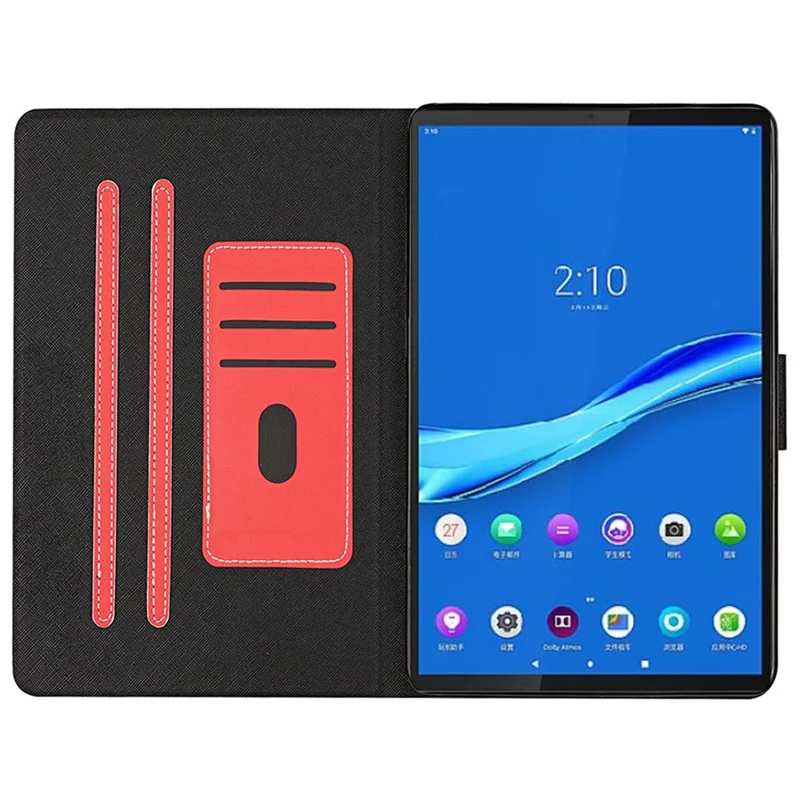 For Samsung Galaxy Tab A8 10.5 (2021) / A8 10.5 (2022) X205 / X200 Solid Color Stand Leather Tablet Case Card Holder Full Protection Cover - Red