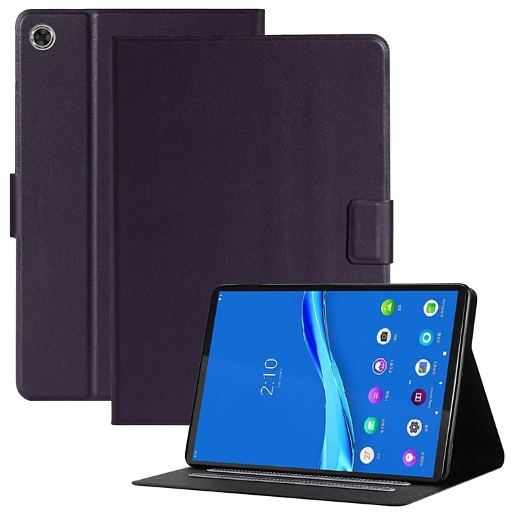 For Samsung Galaxy Tab A8 10.5 (2021) / A8 10.5 (2022) X205 / X200 Solid Color Stand Leather Tablet Case Card Holder Full Protection Cover - Purple
