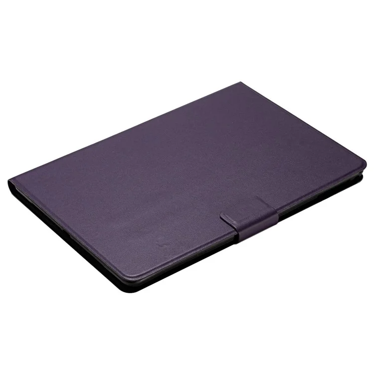For Samsung Galaxy Tab A8 10.5 (2021) / A8 10.5 (2022) X205 / X200 Solid Color Stand Leather Tablet Case Card Holder Full Protection Cover - Purple