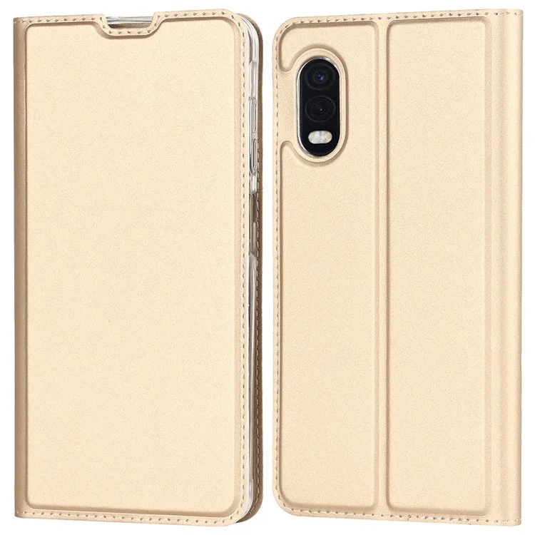Per Samsung Galaxy Xcover Pro Stand Feature PU Leather Flip Telefono Magnetica Auto-assorbiti Follio Protettivo Copertina Con Supporto Per Carta - Oro