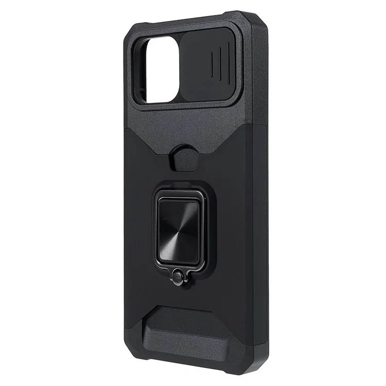 Per Samsung Galaxy A03 (164,2 x 75,9 x 9,1 mm) PC + TPU Slider Custodia Protettiva per Fotocamera Antiurto Slot per Schede + Design con Supporto in Metallo Custodia per Cellulare - Nero