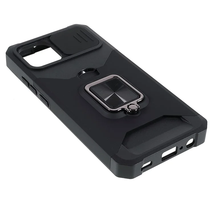 Per Samsung Galaxy A03 (164,2 x 75,9 x 9,1 mm) PC + TPU Slider Custodia Protettiva per Fotocamera Antiurto Slot per Schede + Design con Supporto in Metallo Custodia per Cellulare - Nero