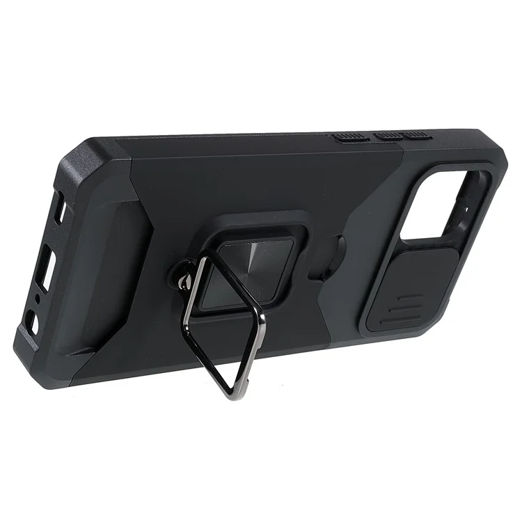 Per Samsung Galaxy A03 (164,2 x 75,9 x 9,1 mm) PC + TPU Slider Custodia Protettiva per Fotocamera Antiurto Slot per Schede + Design con Supporto in Metallo Custodia per Cellulare - Nero