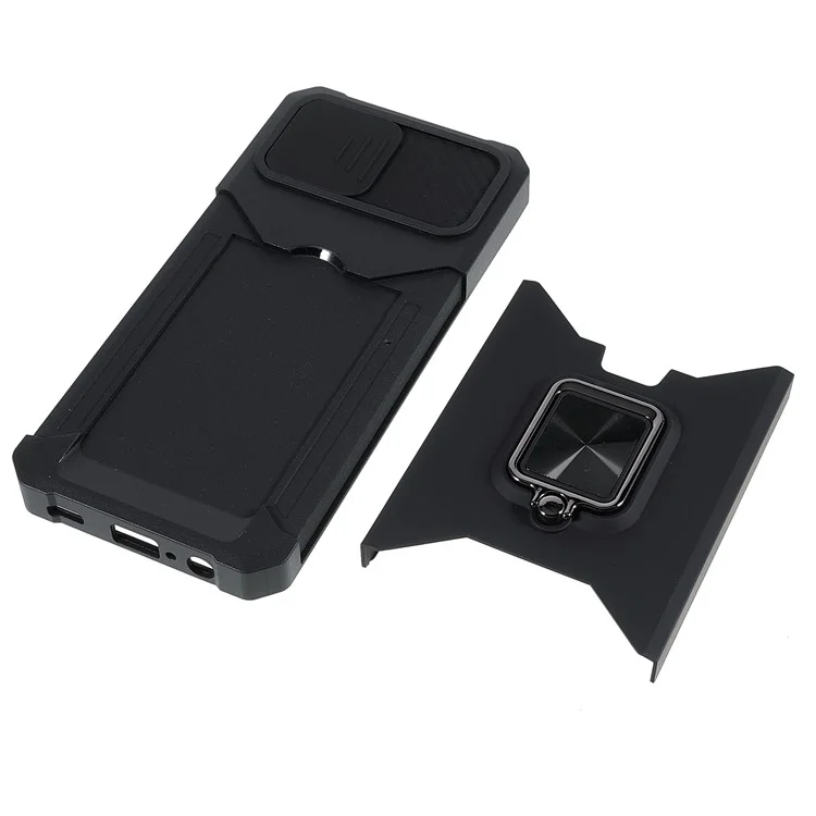 Per Samsung Galaxy A03 (164,2 x 75,9 x 9,1 mm) PC + TPU Slider Custodia Protettiva per Fotocamera Antiurto Slot per Schede + Design con Supporto in Metallo Custodia per Cellulare - Nero