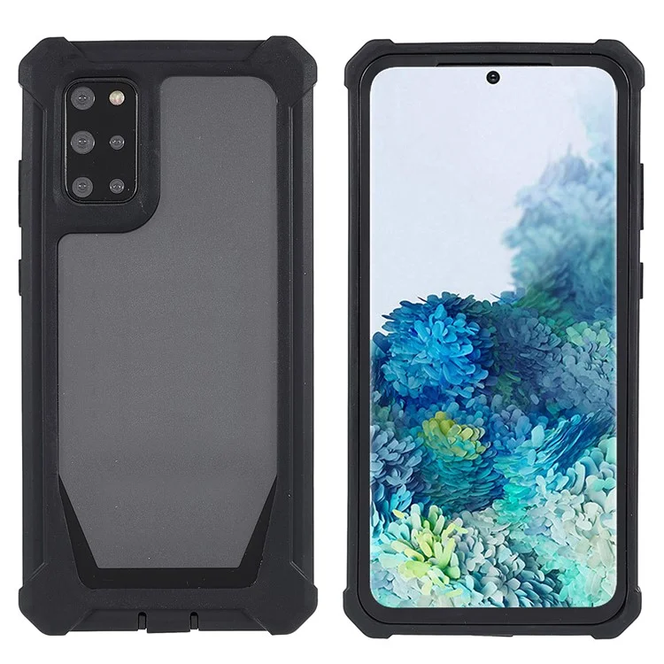 For Samsung Galaxy S20 Plus 4G/5G Shockproof Anti-fall Precise Cutout Soft TPU Frame + Acrylic Back Detachable 2-in-1 Cell Phone Case - Black