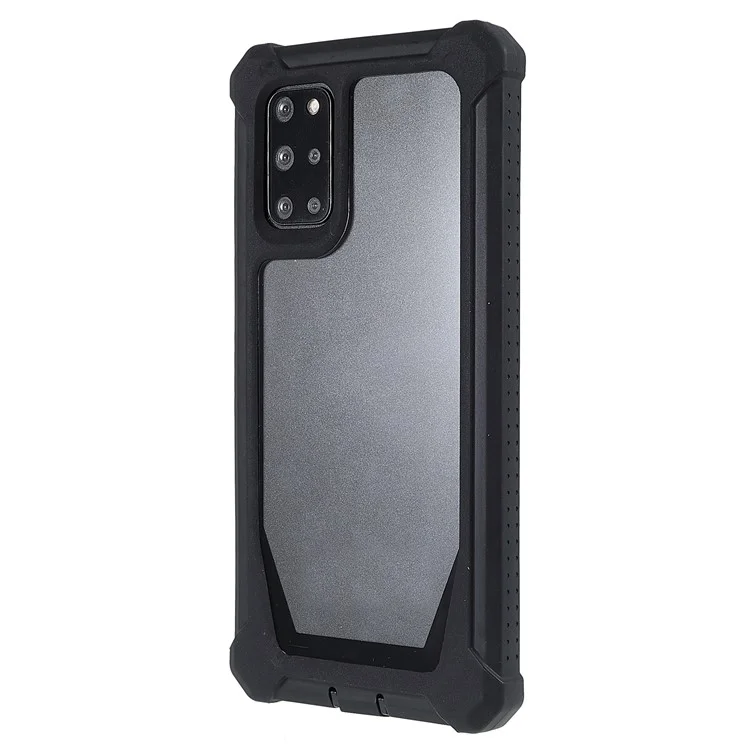 For Samsung Galaxy S20 Plus 4G/5G Shockproof Anti-fall Precise Cutout Soft TPU Frame + Acrylic Back Detachable 2-in-1 Cell Phone Case - Black