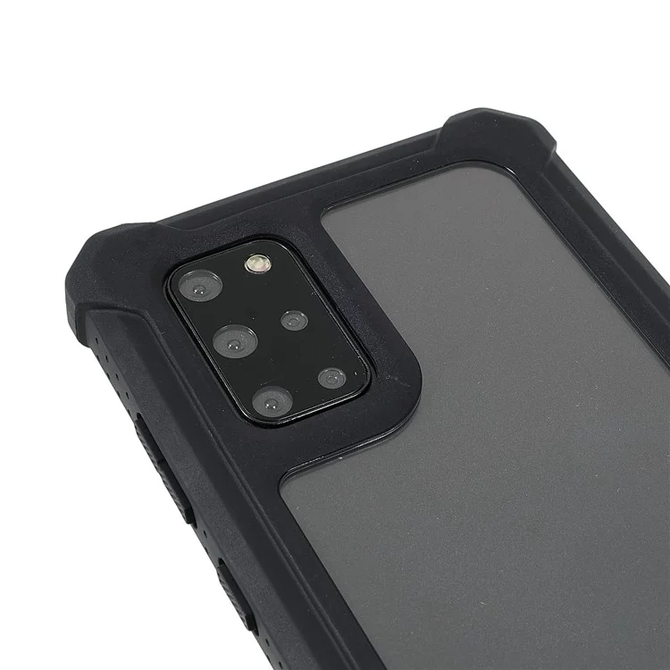 For Samsung Galaxy S20 Plus 4G/5G Shockproof Anti-fall Precise Cutout Soft TPU Frame + Acrylic Back Detachable 2-in-1 Cell Phone Case - Black
