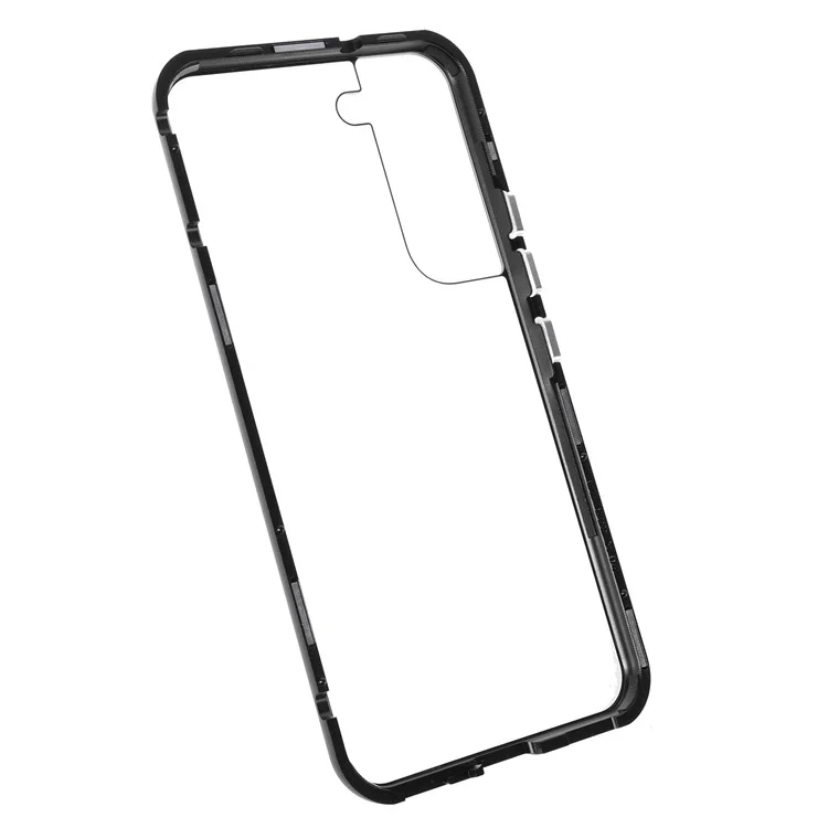 For Samsung Galaxy S22 5G Aluminium Alloy Frame + Double-sided Tempered Glass Phone Case Full Coverage Mobile Phone Cover - Black