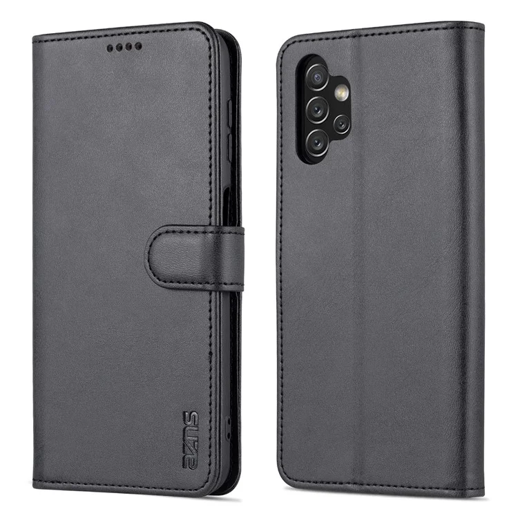 AZNS Magnetine Clasp PU Cuir Cuir Pour Samsung Galaxy A13 4G, Couverture Téléphonique du Support de Portefeuille - le Noir