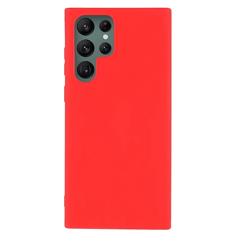 For Samsung Galaxy S22 Ultra 5G Slim Fit Soft TPU Phone Back Cover Protective Matte Finish Coating Case - Red
