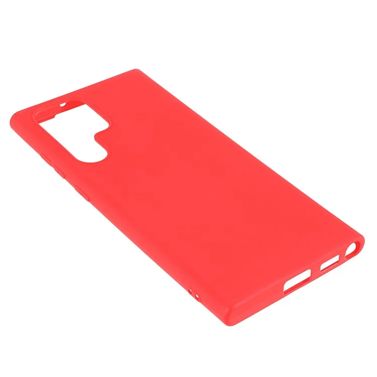 For Samsung Galaxy S22 Ultra 5G Slim Fit Soft TPU Phone Back Cover Protective Matte Finish Coating Case - Red