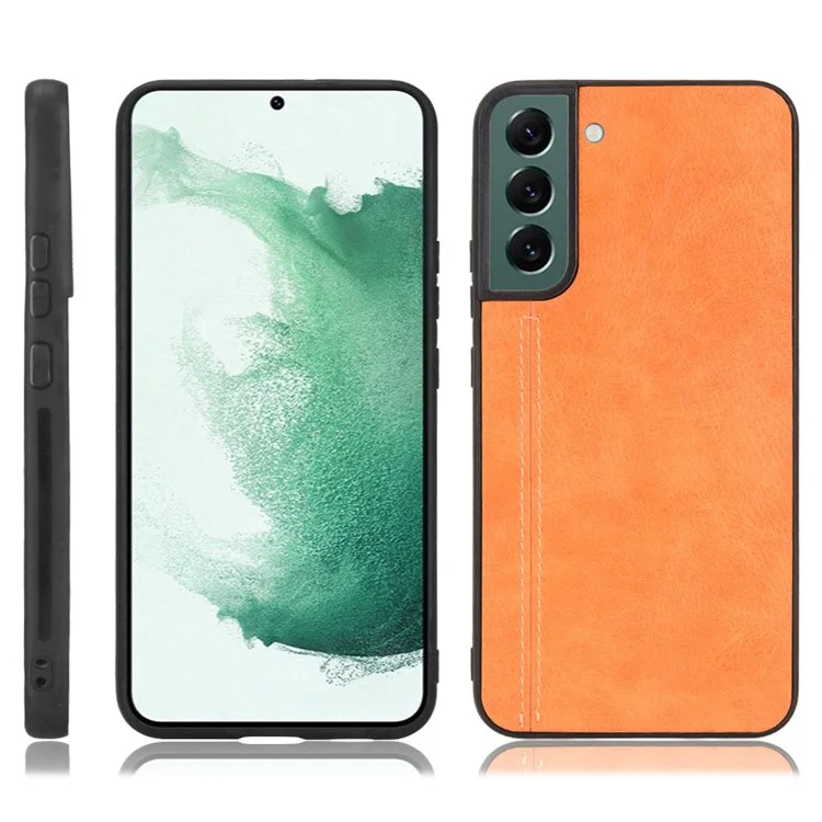 Für Samsung Galaxy S22 5G Backcover PU-Leder beschichtet Harte PC + Weiche TPU Business-Steppung Hülle - Gelb
