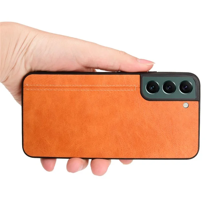 Für Samsung Galaxy S22 5G Backcover PU-Leder beschichtet Harte PC + Weiche TPU Business-Steppung Hülle - Gelb