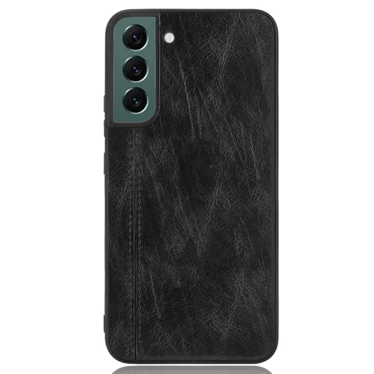 Für Samsung Galaxy S22+ 5G Stitching Phone Case PU Leder beschichtete harte PC + weiche TPU rutschfeste Schutzhülle - Schwarz