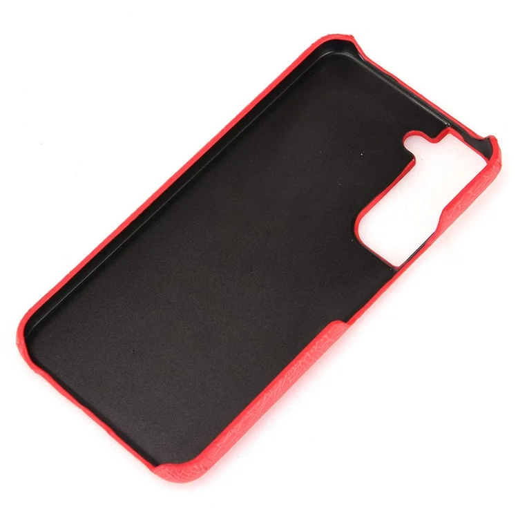 For Samsung Galaxy S22+ 5G Hard PC Phone Cover Crocodile Texture PU Leather Coating Case - Black
