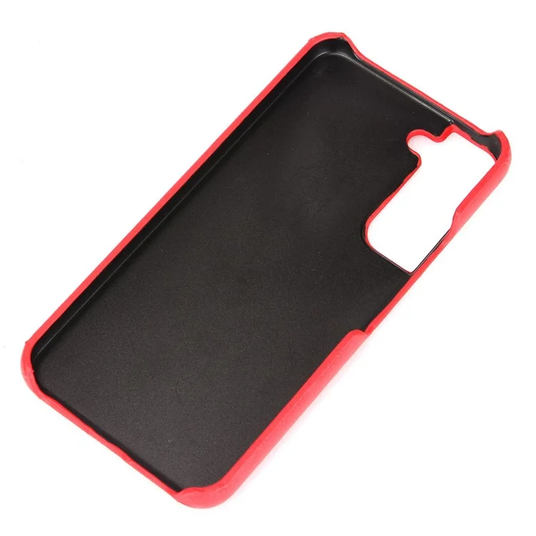 Pour Samsung Galaxy S22 5G Revêtement en cuir PU Texture de litchi Anti-chute Coque de téléphone PC dur - Noir