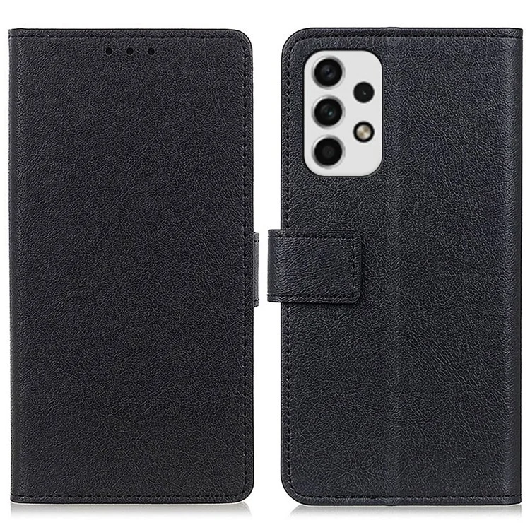 PU Leather Phone Case for Samsung Galaxy A23 4G / 5G, Viewing Stand Flip Magnetic Wallet-Style Full Protective Cover - Black