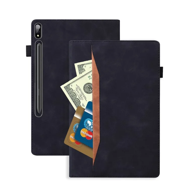 For Samsung Galaxy Tab S9+ / S8+ / S7+ PU Leather Flip Stand Cover Wallet Design Business Tablet Case with Pencil Holder and Auto Wake / Sleep - Black