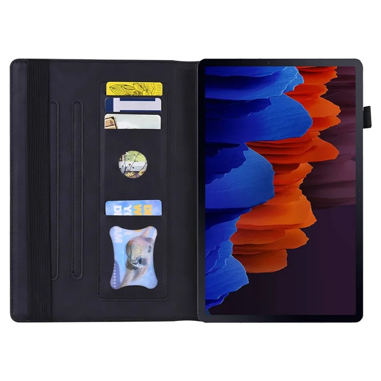 Per Samsung Galaxy Tab S9+ / S8+ / S7+ PU Leather Flip Stand Cover Wallet Design Business Tablet Case con Porta Penna e Auto Wake / Sleep - Nero