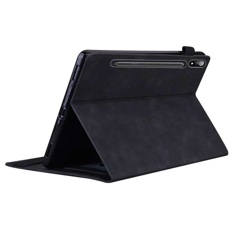 For Samsung Galaxy Tab S9+ / S8+ / S7+ PU Leather Flip Stand Cover Wallet Design Business Tablet Case with Pencil Holder and Auto Wake / Sleep - Black