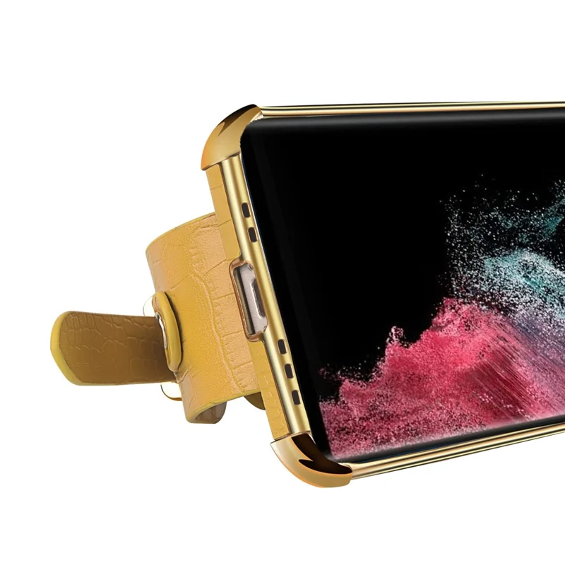 For Samsung Galaxy S22 Ultra 5G Crocodile Texture 6D Electroplating Precise Cutout PU Leather Coated TPU Flexible Phone Case - Green