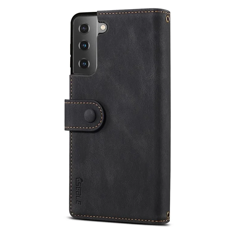 ESEBLE For Samsung Galaxy S21 FE 5G Phone Cover Zipper Pocket Adjustable Stand Wallet Multi-functional Cell Phone Case - Black