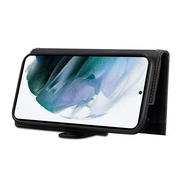 ESEBLE For Samsung Galaxy S21 FE 5G Phone Cover Zipper Pocket Adjustable Stand Wallet Multi-functional Cell Phone Case - Black