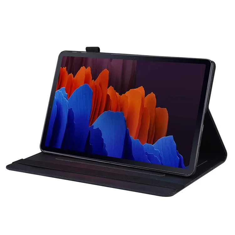 Per Samsung Galaxy Tab S9 FE / S9 / S8 / S7 Custodia protettiva in pelle PU Business Wallet Stand Shockproof con portapenne - Nero