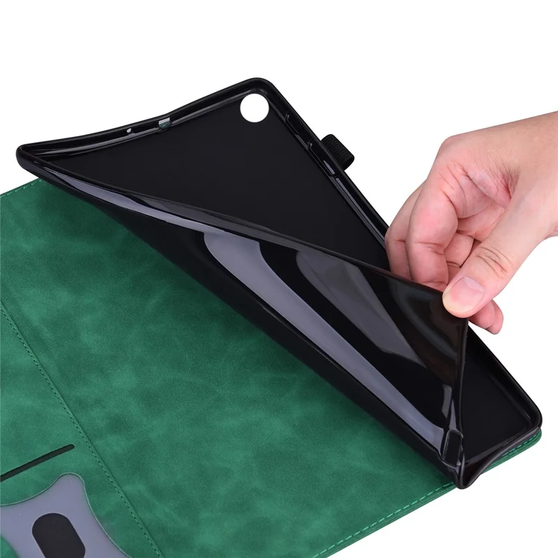 For Samsung Galaxy Tab S10 FE / S9 FE / S9 / S8 / S7 PU Leather Business Wallet Protective Case Stand Shockproof Cover with Pencil Holder - Green