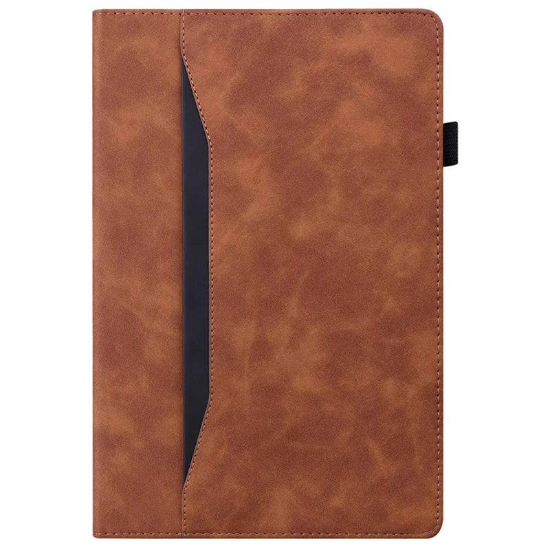 For Samsung Galaxy Tab S10 FE / S9 FE / S9 / S8 / S7 PU Leather Business Wallet Protective Case Stand Shockproof Cover with Pencil Holder - Brown