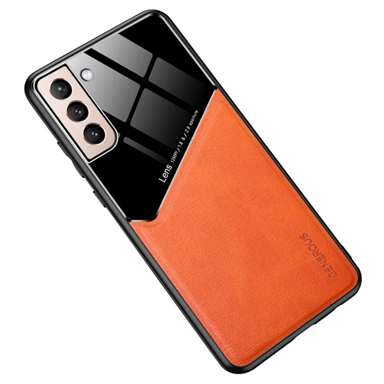 For Samsung Galaxy S22 5G Phone Case Shockproof Cover Anti-Fall TPU Frame Phone Protector with Magnetic Metal Sheet - Orange