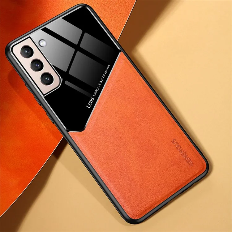 For Samsung Galaxy S22 5G Phone Case Shockproof Cover Anti-Fall TPU Frame Phone Protector with Magnetic Metal Sheet - Orange