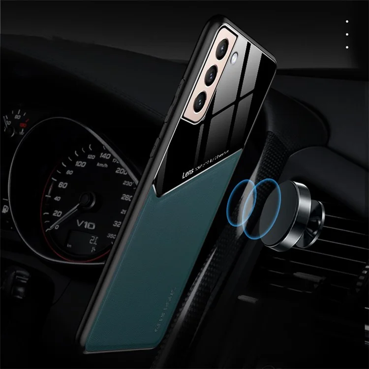 For Samsung Galaxy S22 5G Phone Case Shockproof Cover Anti-Fall TPU Frame Phone Protector with Magnetic Metal Sheet - Orange
