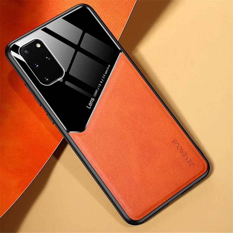 For Samsung Galaxy S20 Plus 4G/5G Shockproof Phone Case with Magnetic Metal Sheet Anti-Fall TPU Frame Phone Protective Cover - Orange