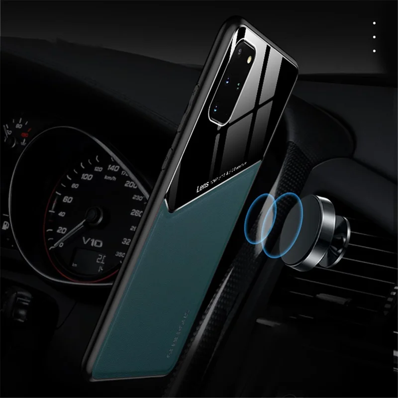 For Samsung Galaxy S20 Plus 4G/5G Shockproof Phone Case with Magnetic Metal Sheet Anti-Fall TPU Frame Phone Protective Cover - Orange