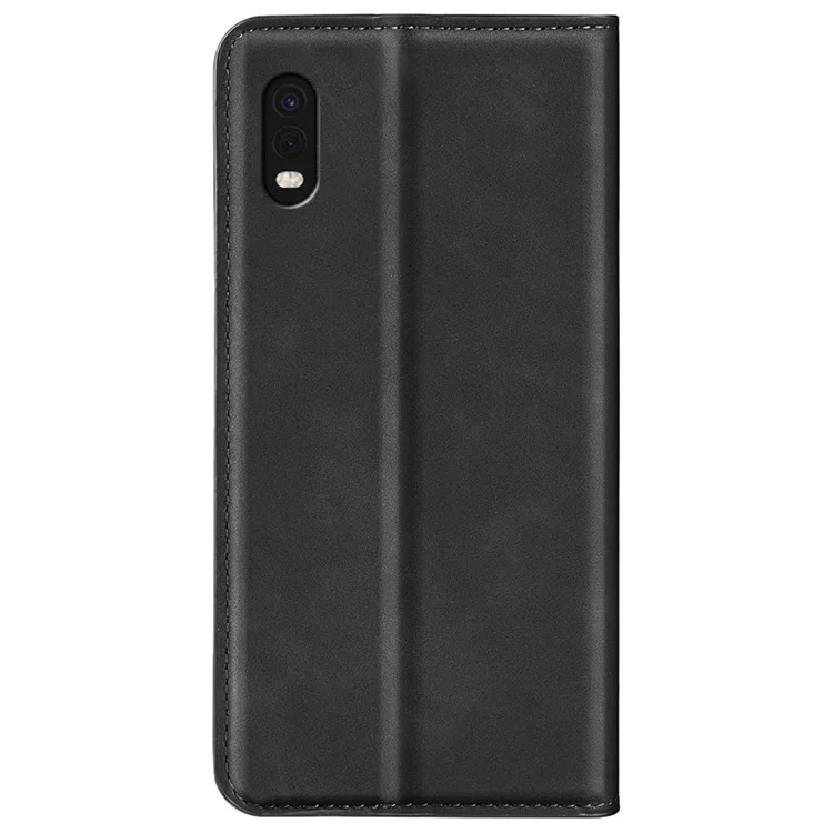 For Samsung Galaxy Xcover Pro PU Leather Attached TPU Inner Case Stand Function Magnetic Auto-absorbed Skin Touch Flip Wallet Phone Cover - Black