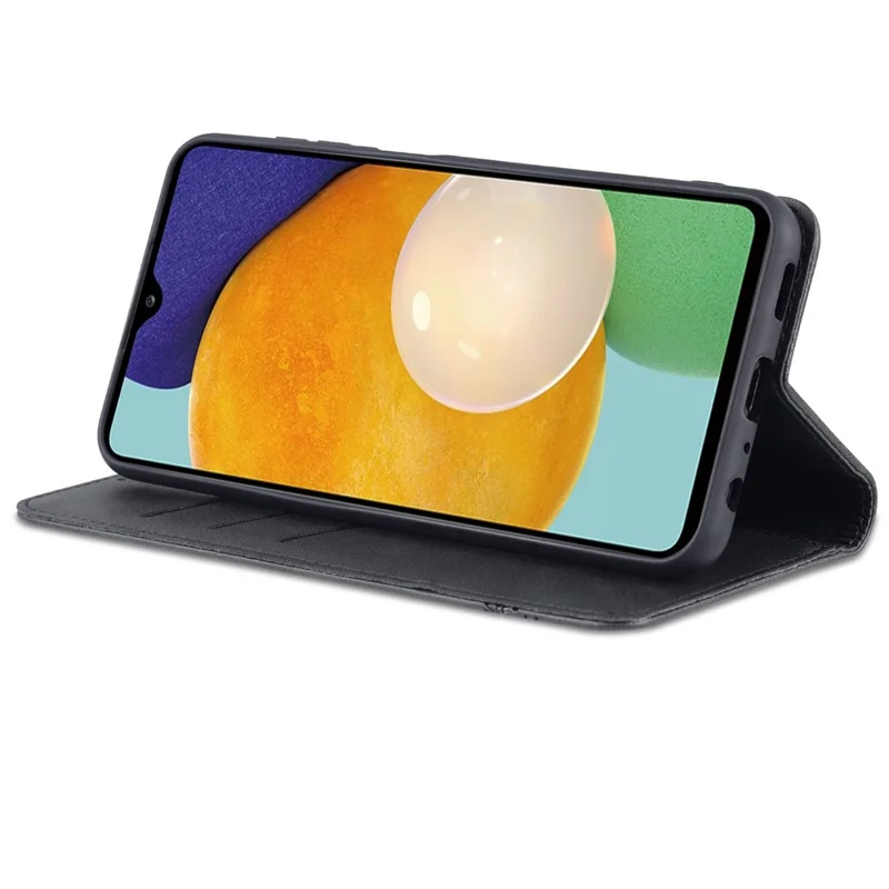AZNS For Samsung Galaxy A13 4G Magnetic Absorption Textured PU Leather Wallet Flip Case Folding Stand Protective Cover - Black