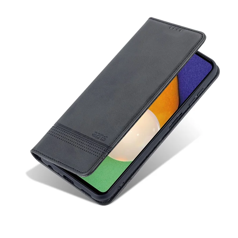 AZNS For Samsung Galaxy A13 4G Magnetic Absorption Textured PU Leather Wallet Flip Case Folding Stand Protective Cover - Black