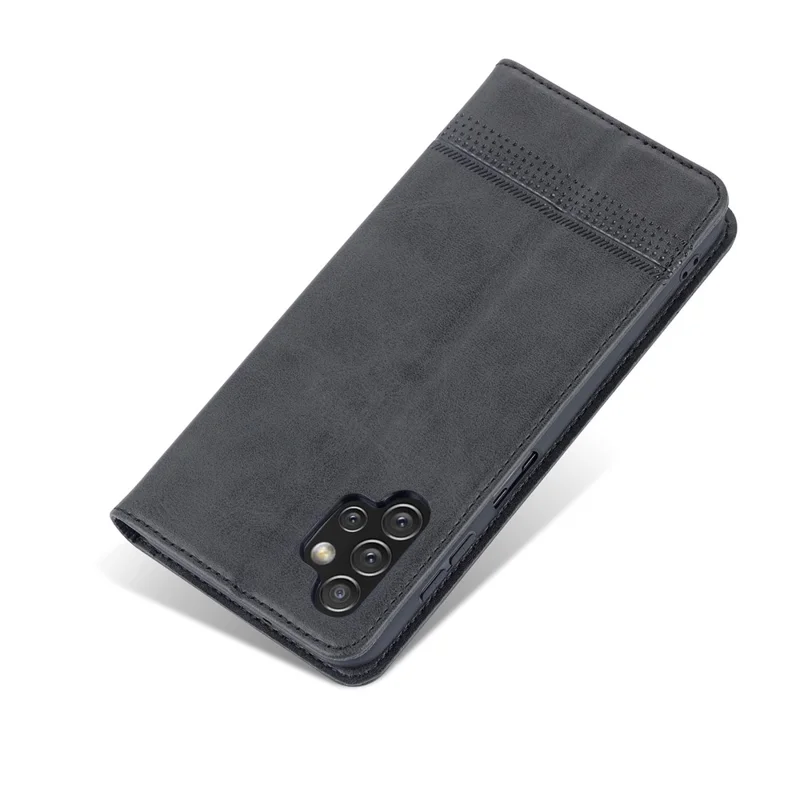 AZNS For Samsung Galaxy A13 4G Magnetic Absorption Textured PU Leather Wallet Flip Case Folding Stand Protective Cover - Black