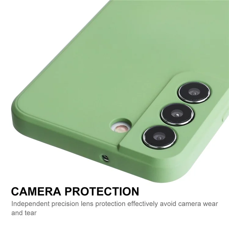 ENKAY HAT PRINCE для Samsung Galaxy S22 5G Solid Color Straight Edge Drop-resistant Cover Liquid Silicone Precise Cutout Flexible Phone Case - Light Green