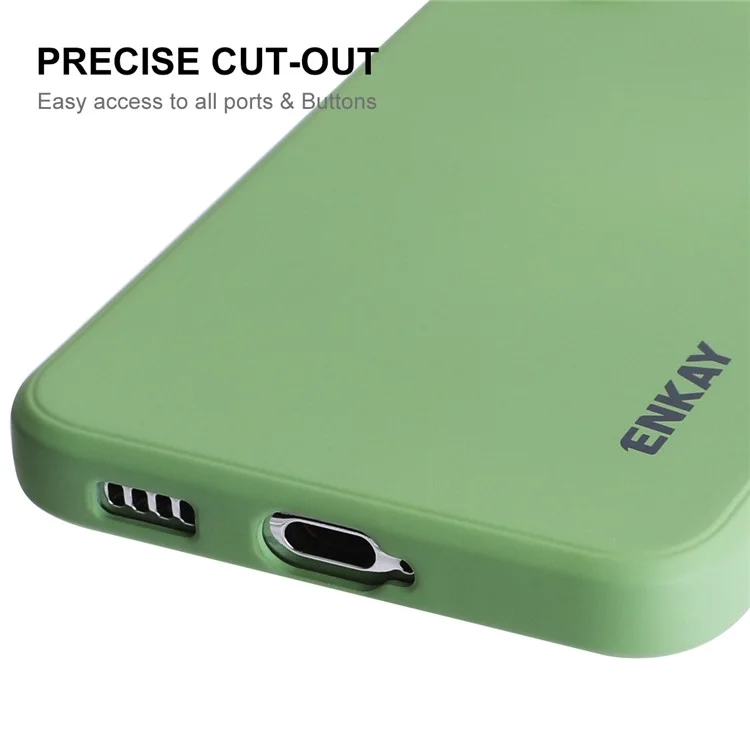 ENKAY HAT PRINCE для Samsung Galaxy S22 5G Solid Color Straight Edge Drop-resistant Cover Liquid Silicone Precise Cutout Flexible Phone Case - Light Green