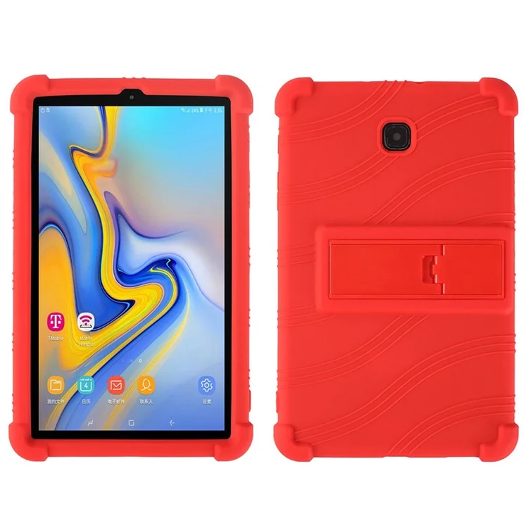 Coquille De Tablette De Silicone Flexible Pour L'onglet Samsung Galaxy A 8.0 (2018) SM-T387, Couverture Avec Quatre Coussins D'angle Pliable - Rouge