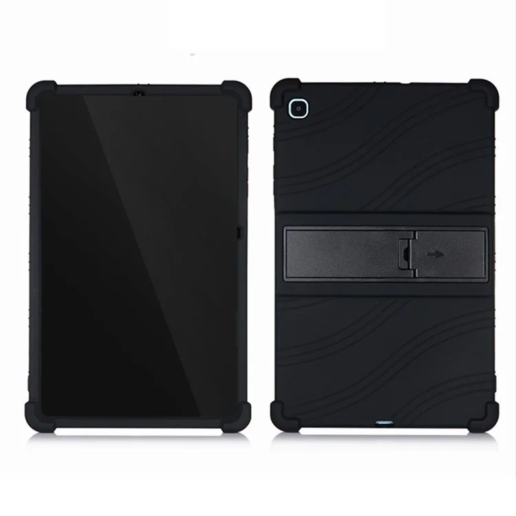 For Samsung Galaxy Tab S6 Lite (2020) P615 P610 / (2022) / (2024) Silicone Tablet Case with Kickstand  - Black