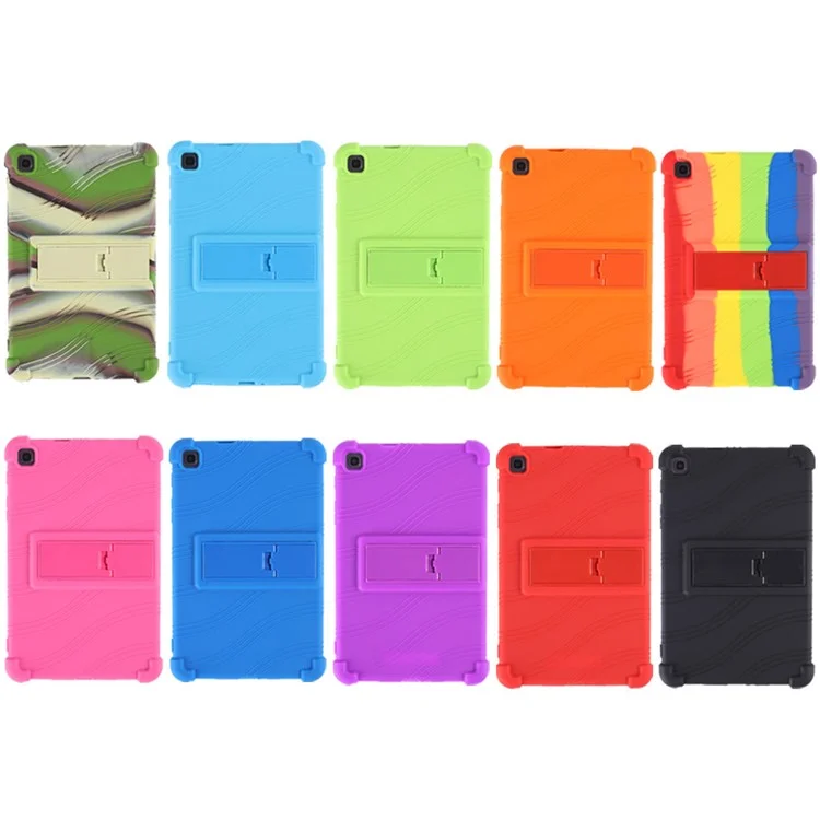 Pour Samsung Galaxy Tab A 8.4 (2020) Impact-resistant Soft Silicone Precise Cutouts Tablet Case Cover with Foldable Kickstand - Multi-color