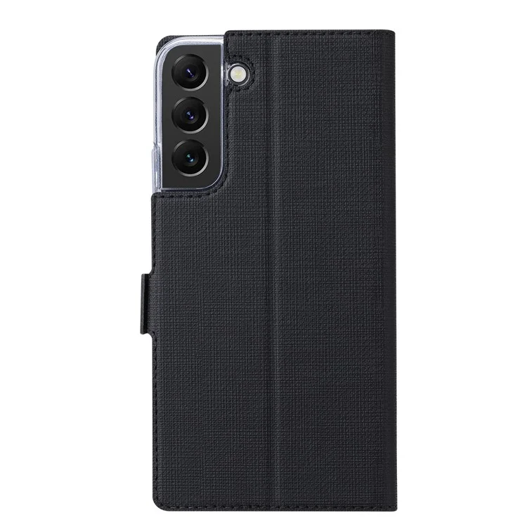 Vili K Stand Stand Wallet Leather Case Para Samsung Galaxy S22+ 5G, Tampa do Telefone Com um Fecho Magnético Duplo - Preto