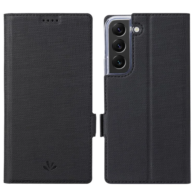 Case de Cuero PU de Vili K Series Para Samsung Galaxy S22 5G, Billetera de Soporte Portada de Teléfono de Protección Completa - Negro