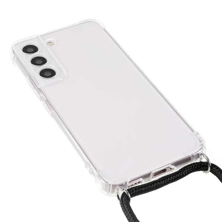 Tampa Crystal Clear TPU Para Samsung Galaxy S22 5G, Caixa de Telefone à Prova de Choque de Quatro Cantos Reforçada Com Cordão