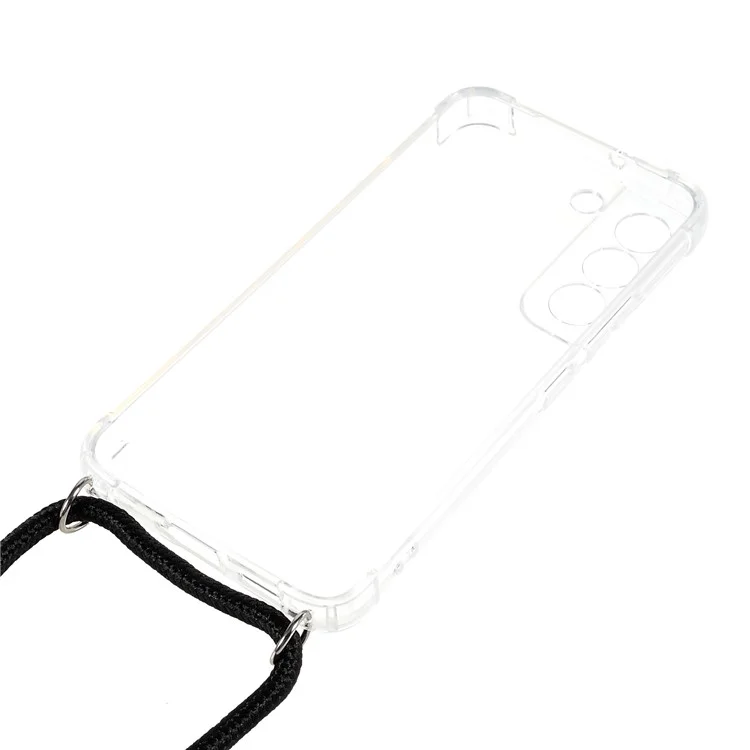 Tampa Crystal Clear TPU Para Samsung Galaxy S22 5G, Caixa de Telefone à Prova de Choque de Quatro Cantos Reforçada Com Cordão