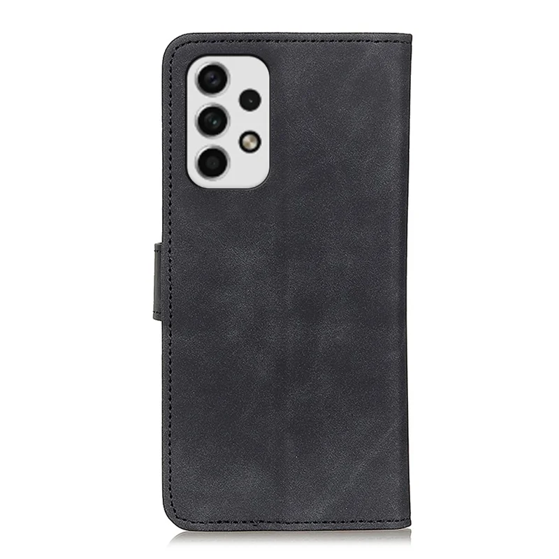 Capa em Couro PU com Textura Retro KHAZNEH para Samsung Galaxy A23 4G / 5G (Versão Global) com Suporte Carteira, Acessório à Prova de Quedas - Preto