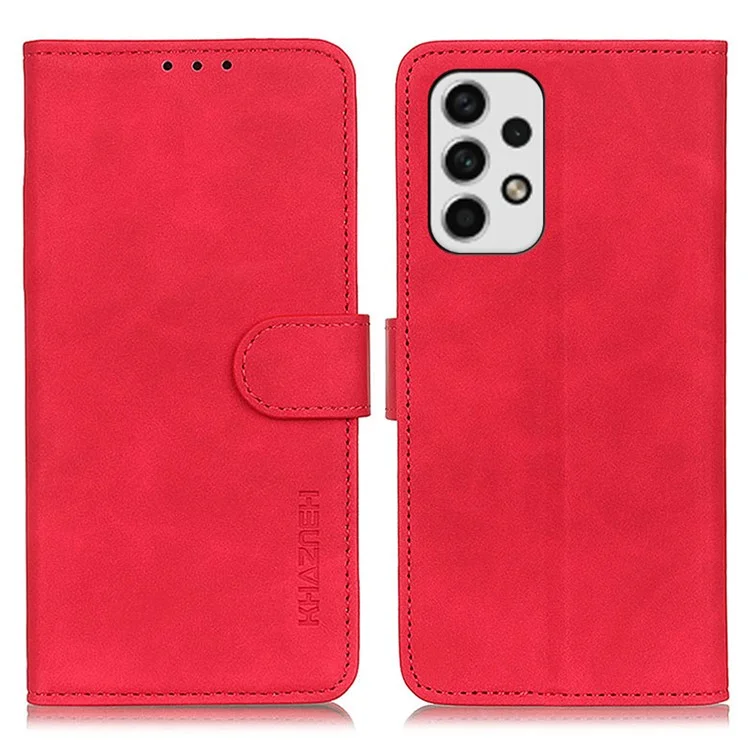KHAZNEH Retro Texture PU Leather Cover per Samsung Galaxy A23 4G / 5G (Versione Globale) con Portafoglio Stand Anti-caduta Accessorio per Telefono - Rosso